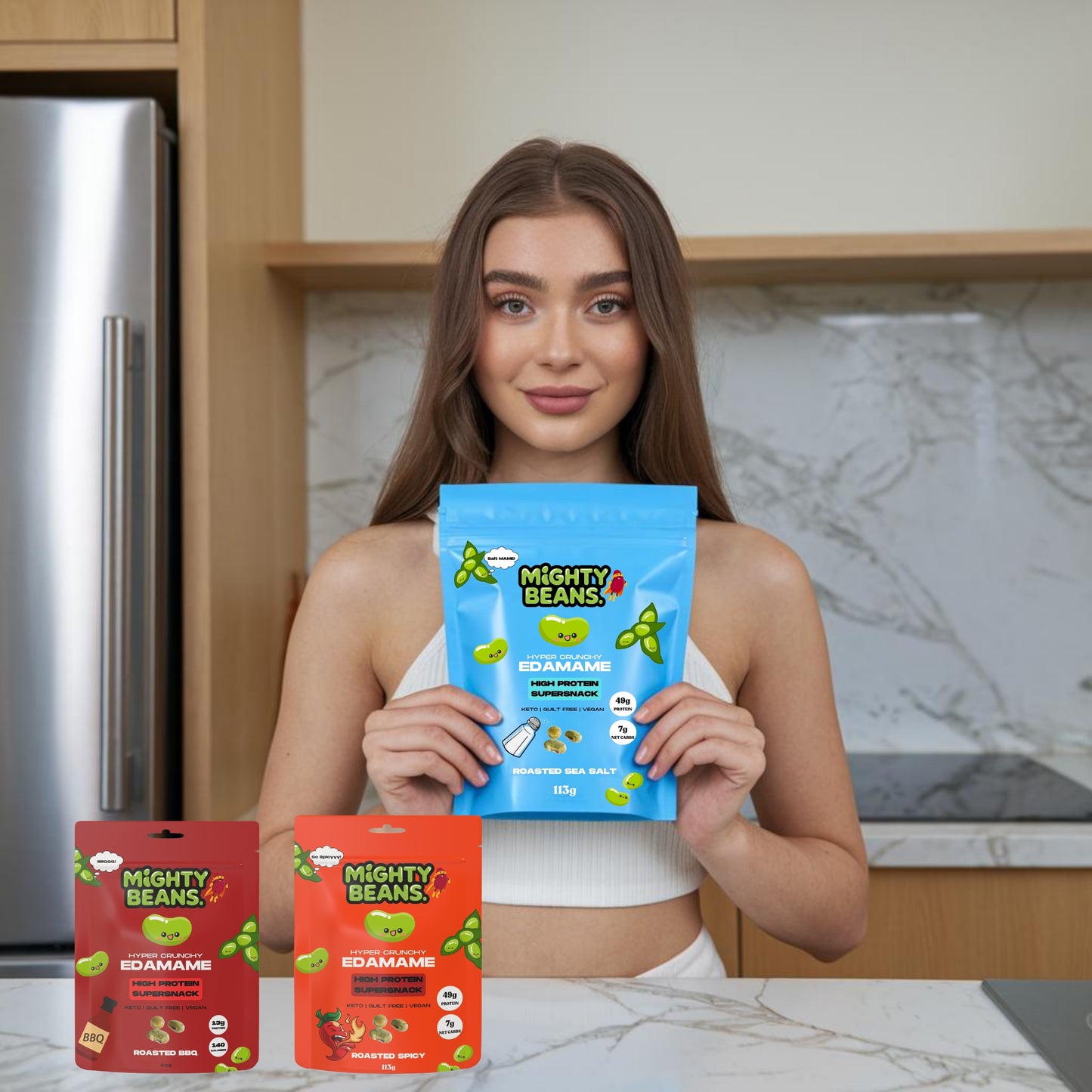 Mighty Beans Variety Family Pack - 6 Bags - 2x BBQ, 2x Spicy, 2x Sea Salt
