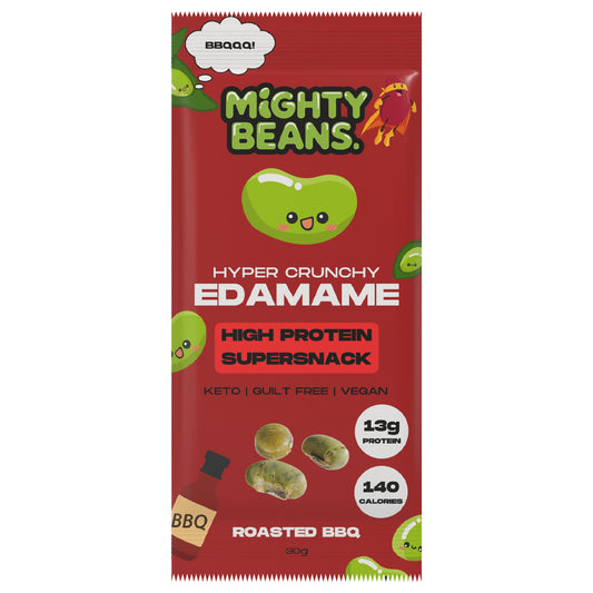 Mighty Beans Edamame Variety Pack - 24 Bags - 8x BBQ, 8x Spicy, 8x Sea Salt